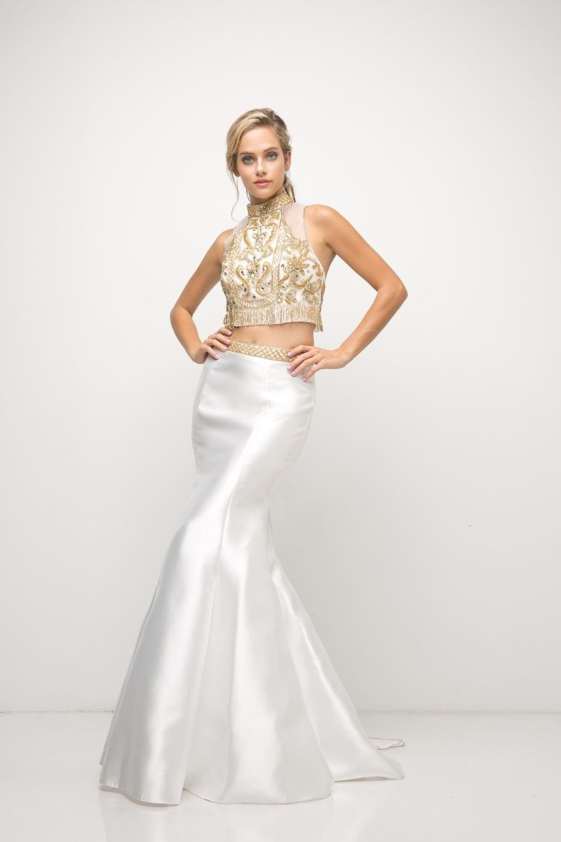 Prom Dresses Mermaid Formal Long Beaded Prom Dress White