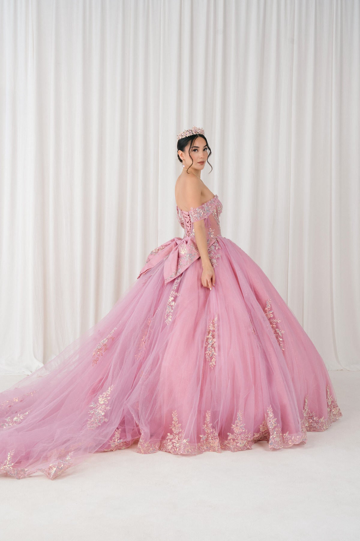 Quinceniera Dresses Long Ball Gown Sequin Quinceanera Dress Cinderella Couture 8405JQ Dusty Rose