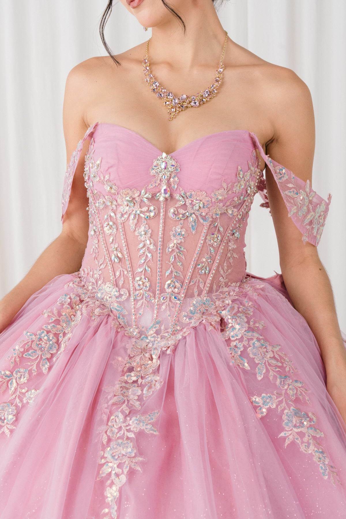 Quinceniera Dresses Long Ball Gown Sequin Quinceanera Dress Cinderella Couture 8405JQ Dusty Rose