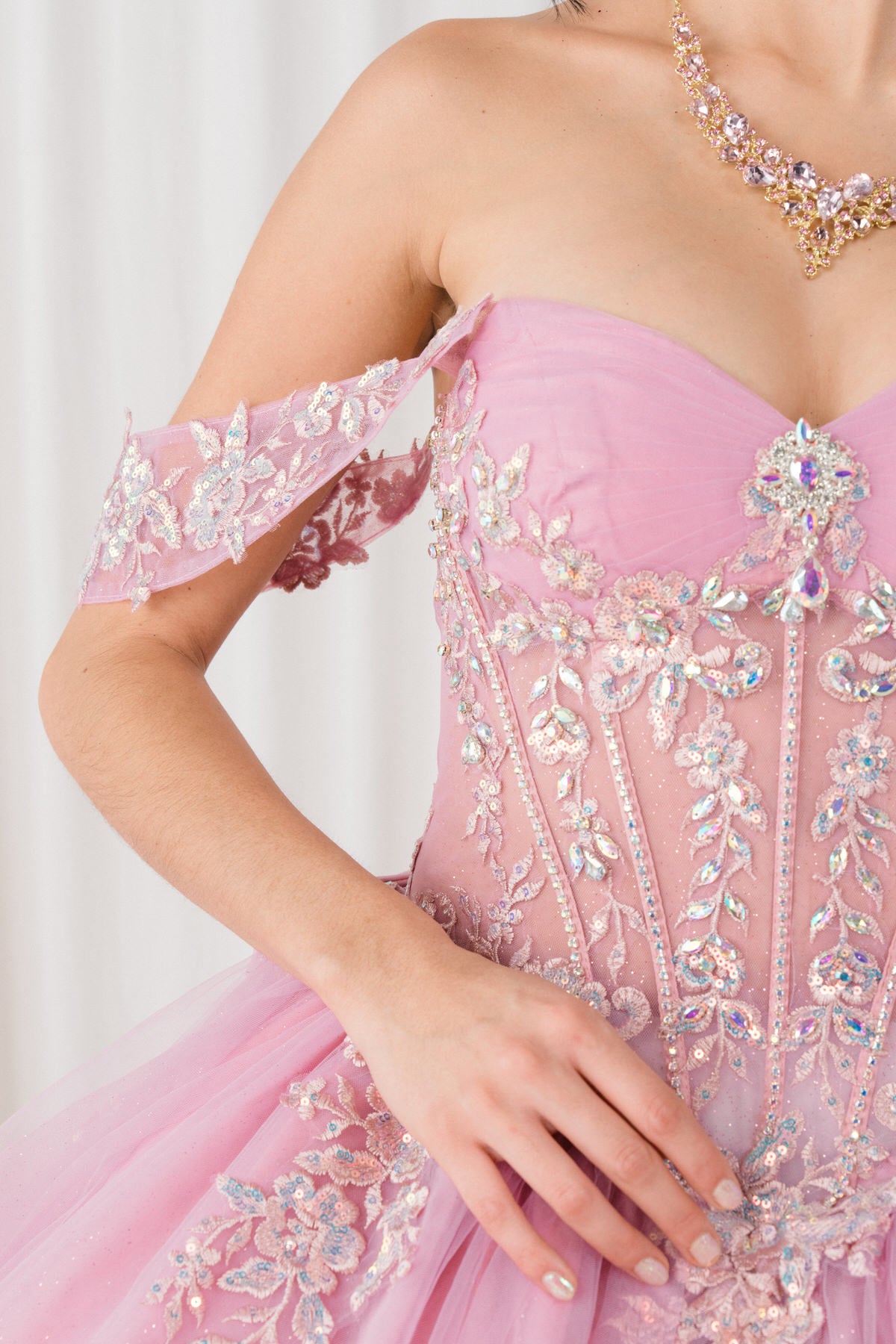 Quinceniera Dresses Long Ball Gown Sequin Quinceanera Dress Cinderella Couture 8405JQ Dusty Rose
