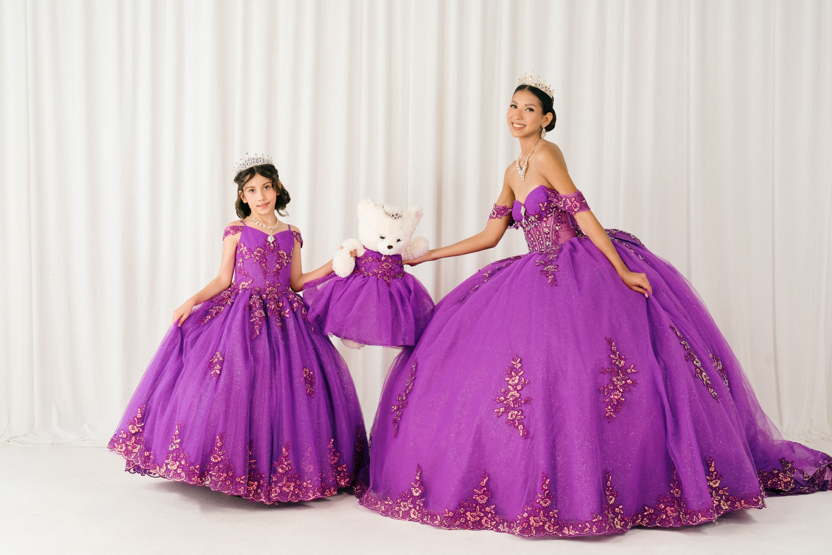Quinceniera Dresses Long Ball Gown Sequin Quinceanera Dress Cinderella Couture 8405JQ Magenta Pp