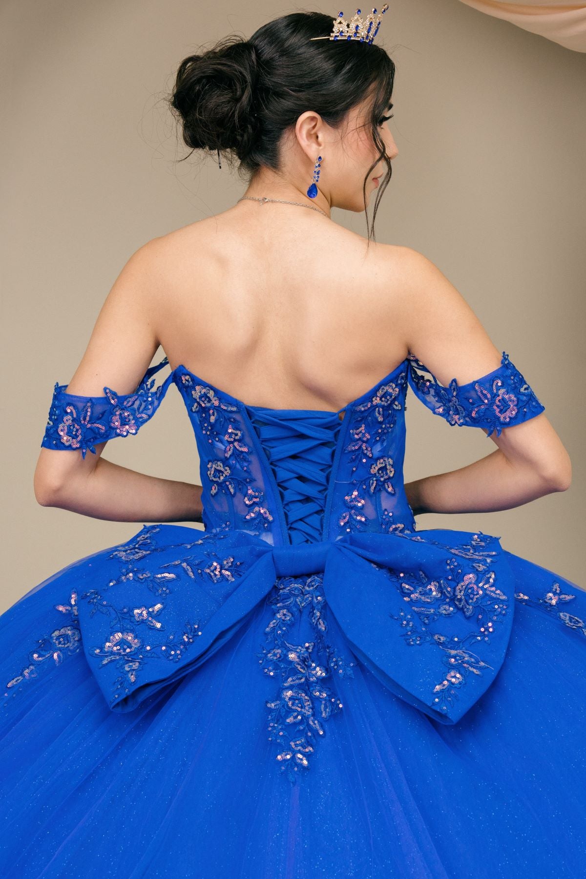 Quinceniera Dresses Long Ball Gown Sequin Quinceanera Dress Cinderella Couture 8405JQ Royal