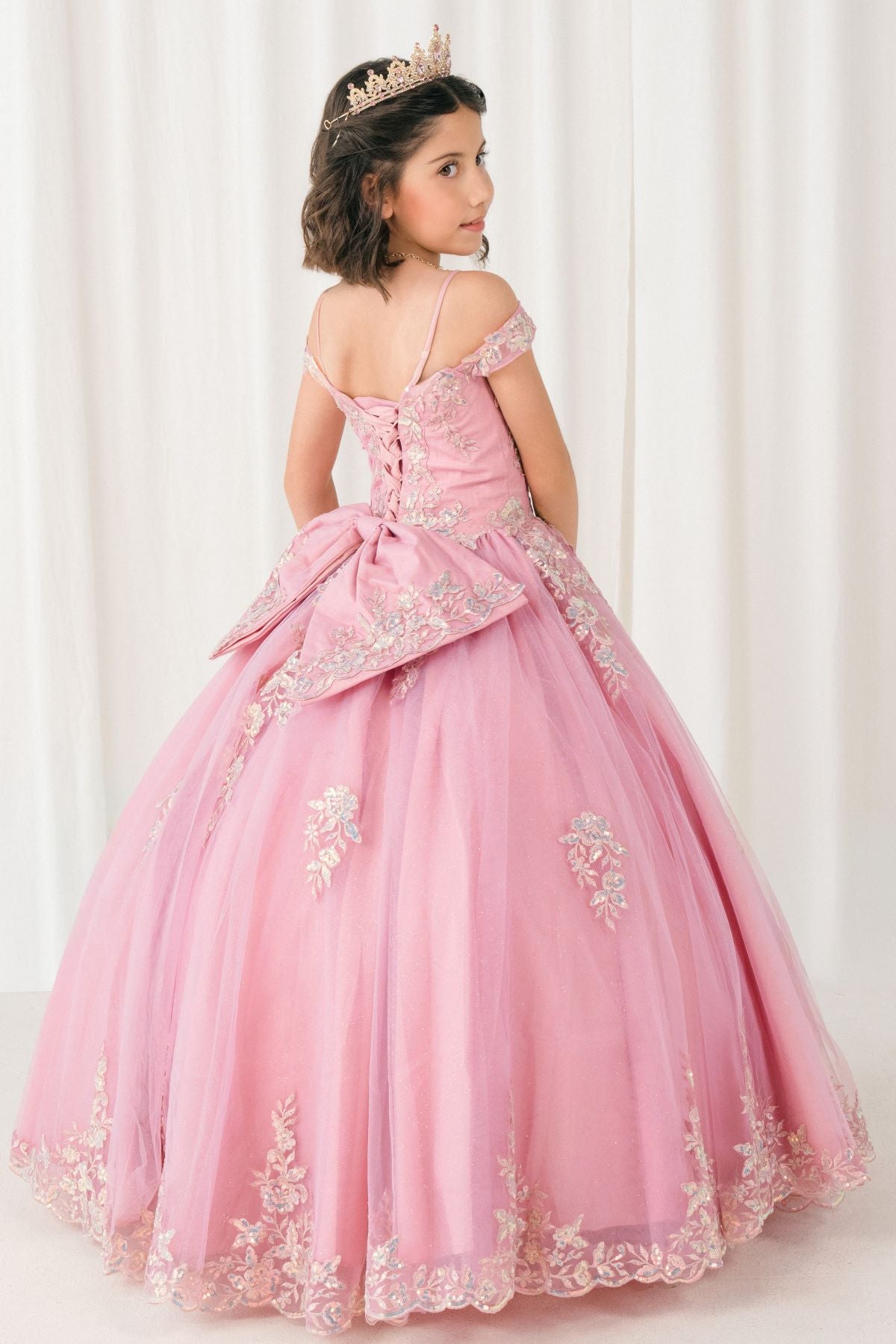 Flower Girl Dresses Applique Floral Ball Gown Flower Girl Dress Dusty Rose