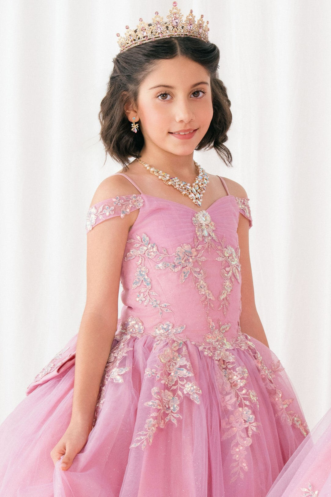 Flower Girl Dresses Applique Floral Ball Gown Flower Girl Dress Dusty Rose