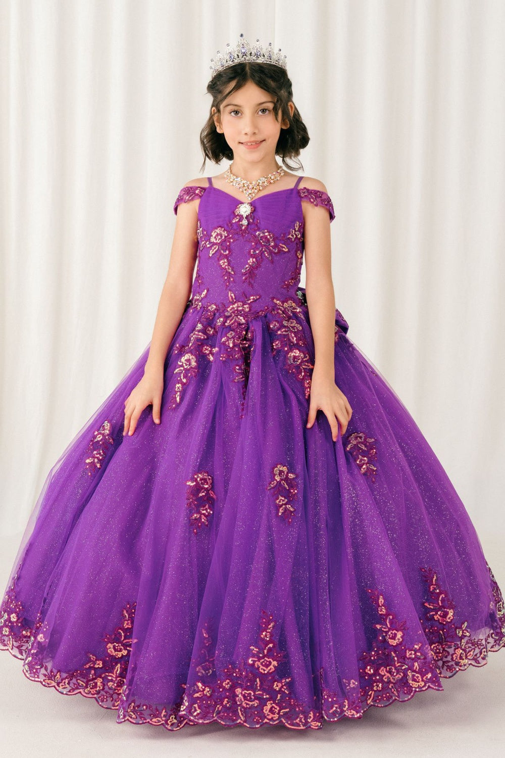 Flower Girl Dresses Applique Floral Ball Gown Flower Girl Dress Magenta Pp