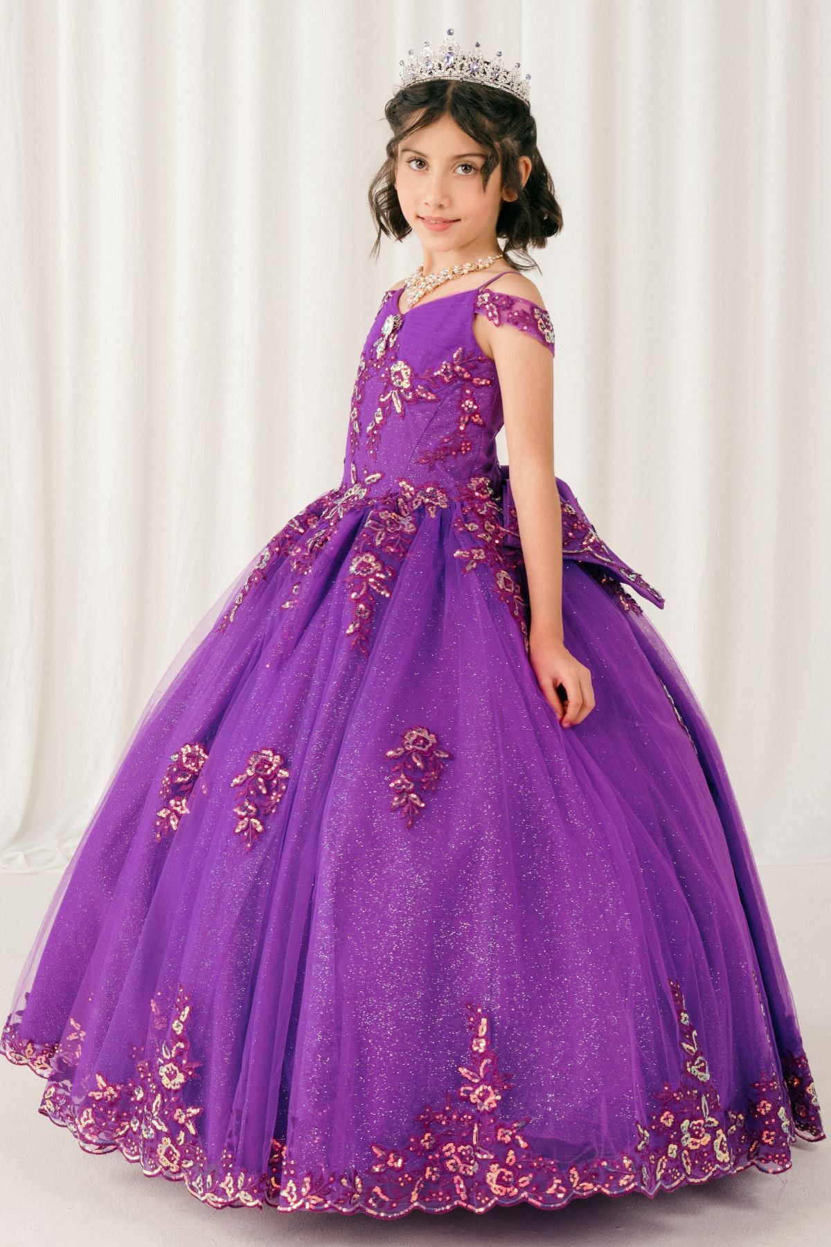 Flower Girl Dresses Applique Floral Ball Gown Flower Girl Dress Magenta Pp