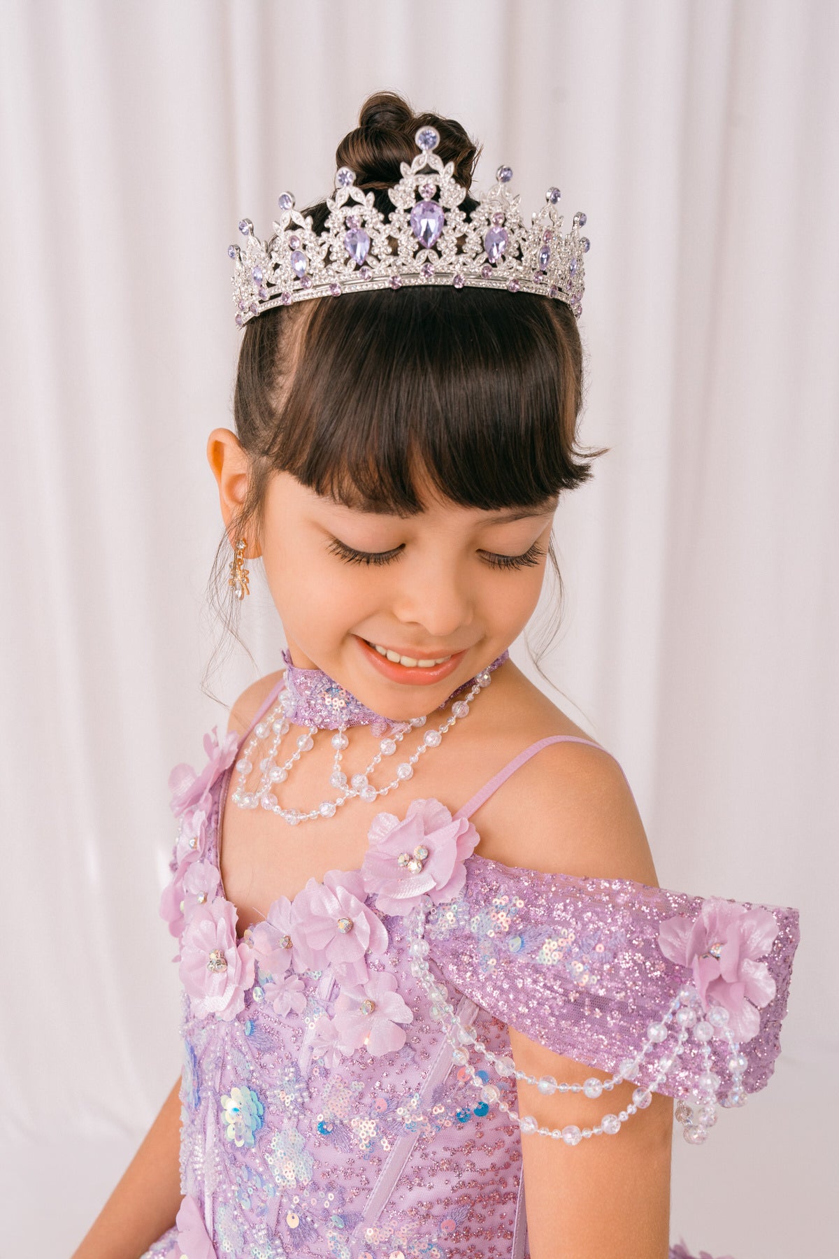 Flower Girl Dresses Formal 3D Floral Applique Flower Girl Dress Lilac