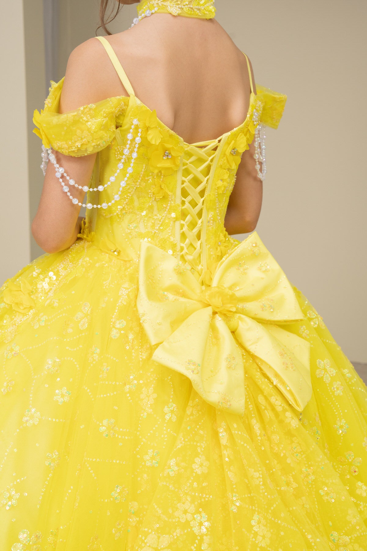 Flower Girl Dresses Formal 3D Floral Applique Flower Girl Dress Yellow