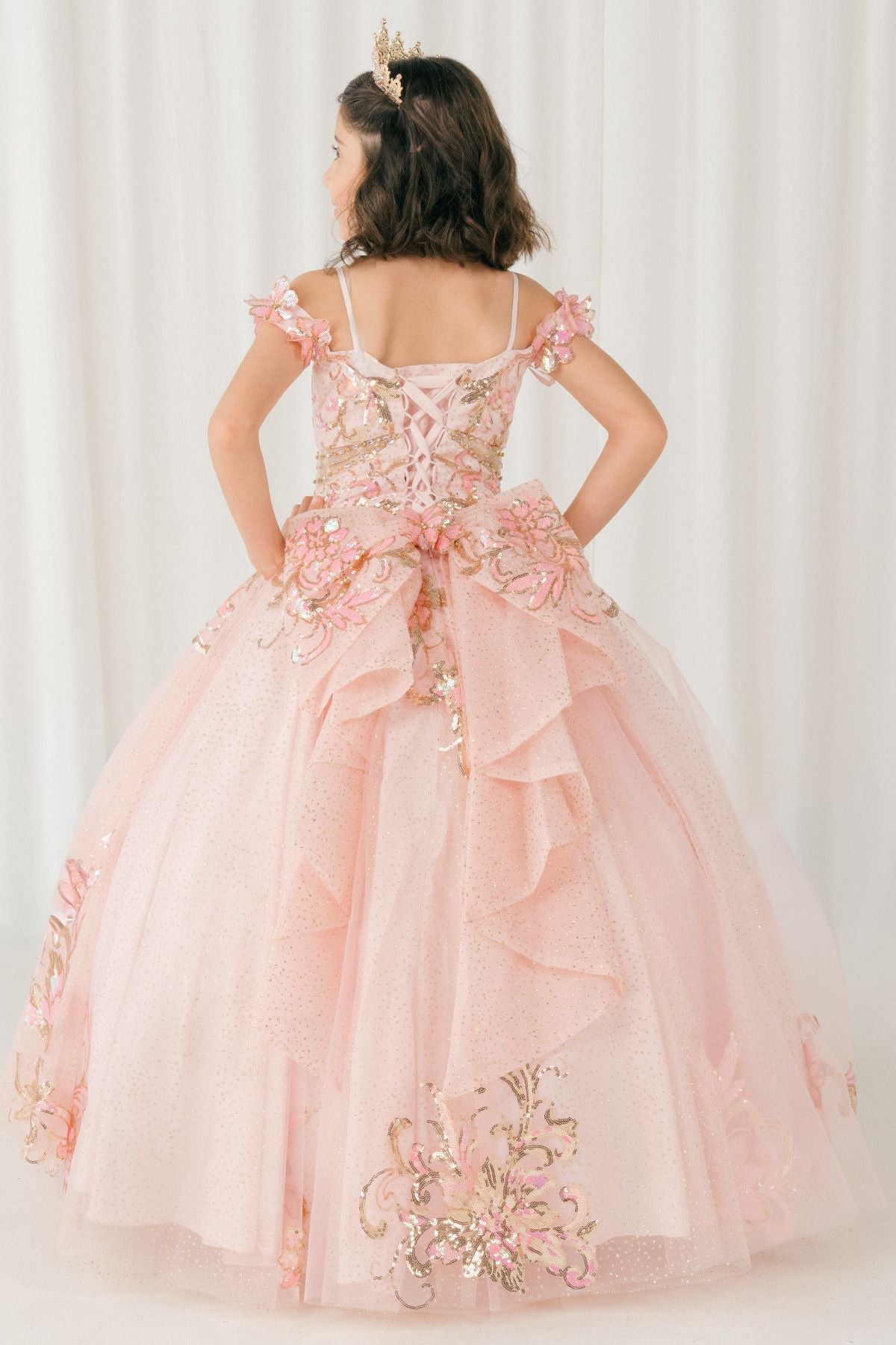 Flower Girl Dresses Floral Applique Lace Ball Gown Flower Girl Dress Pink