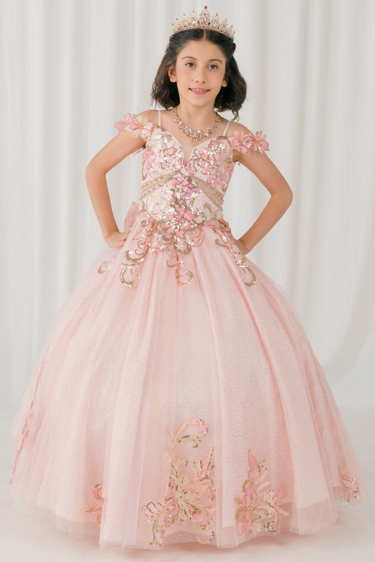 Flower Girl Dresses Floral Applique Lace Ball Gown Flower Girl Dress Pink