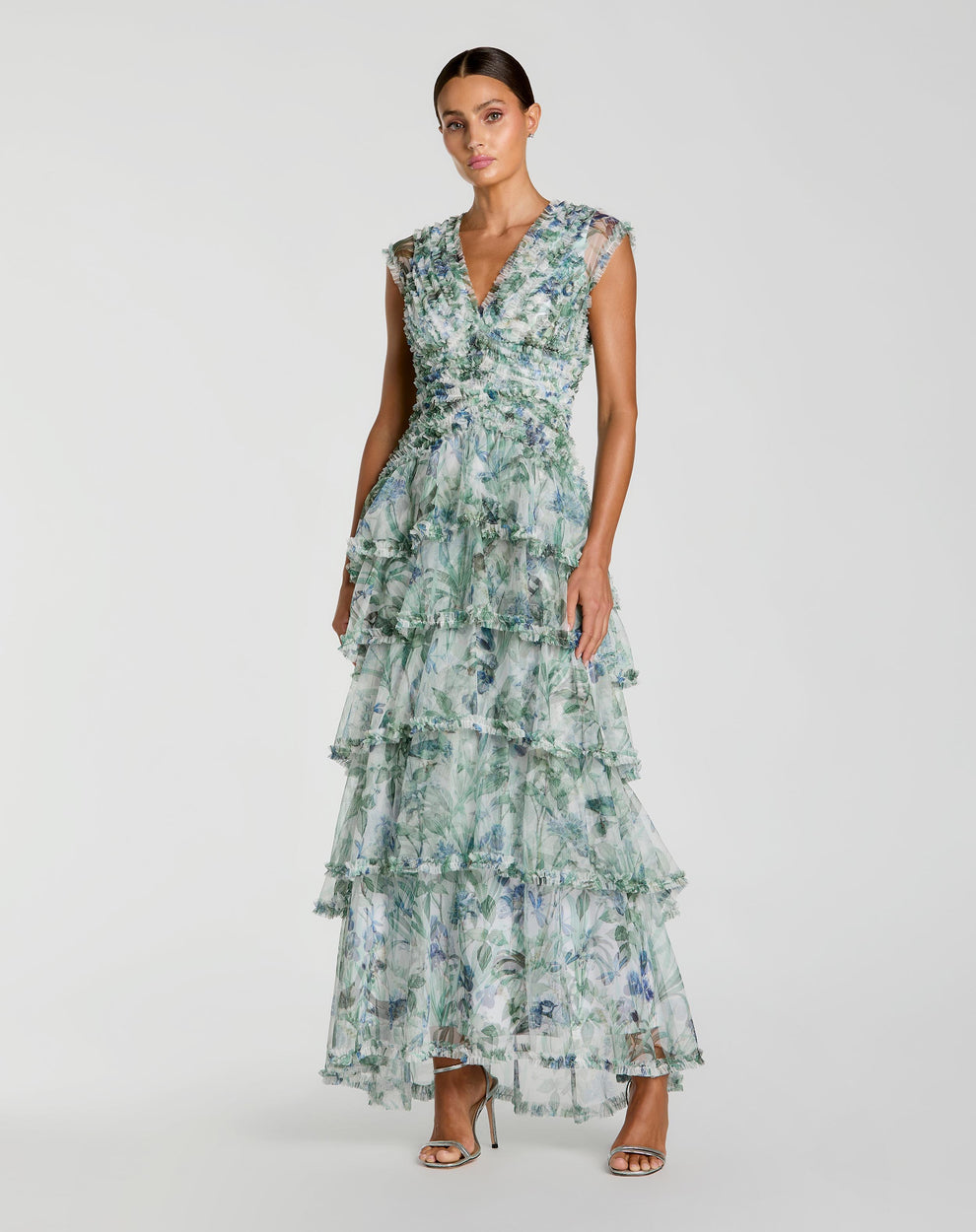 Cocktail Dresses Tea Length A Line Short Cocktail Dress Mac Duggal 8423 Blue Multi