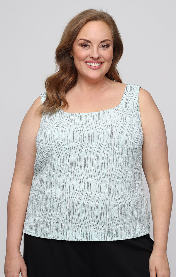 Fresh Mint Scoop Neck Glitter Formal Top Alex Evenings 8425947
