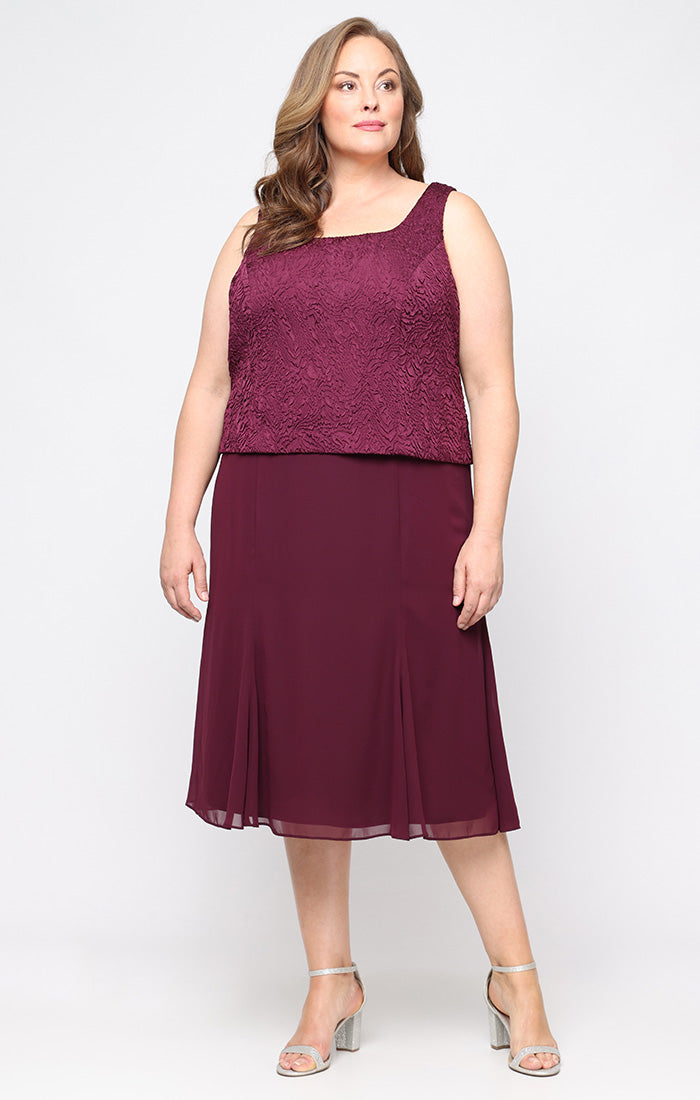 Plus Size Dresses Short Cocktail Tea Length Plus Size Mother of the Bride Dress Wine