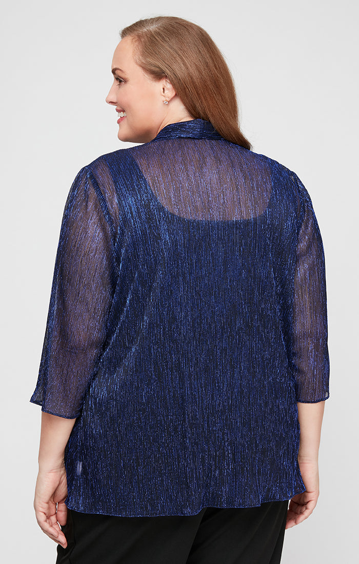 Top Metallic Two Piece Plus Size Top BLACK ROYAL