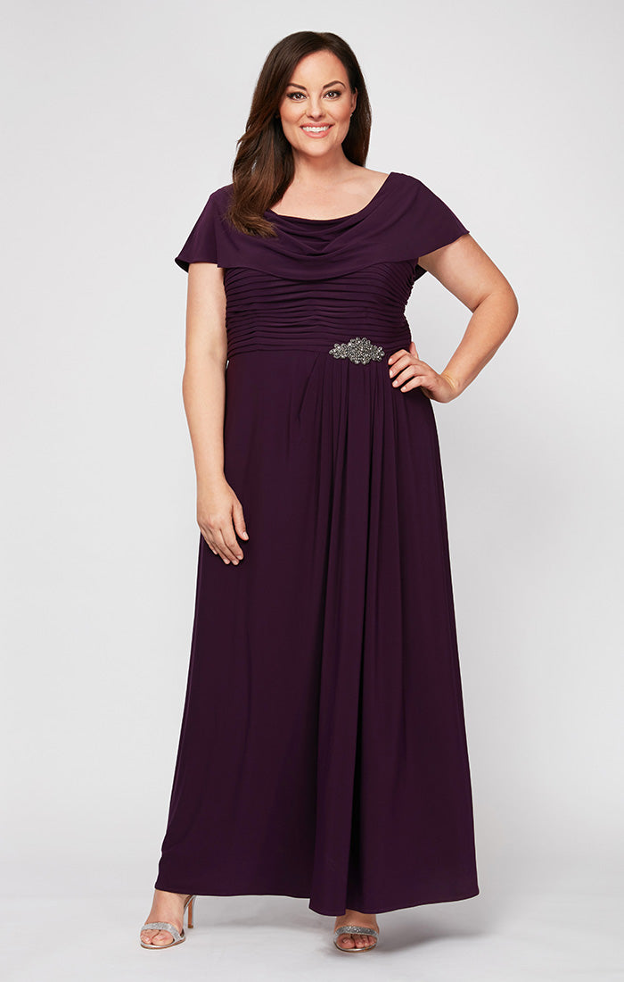 Plus Size Dresses Plus Size Long Pleated Dress Eggplant