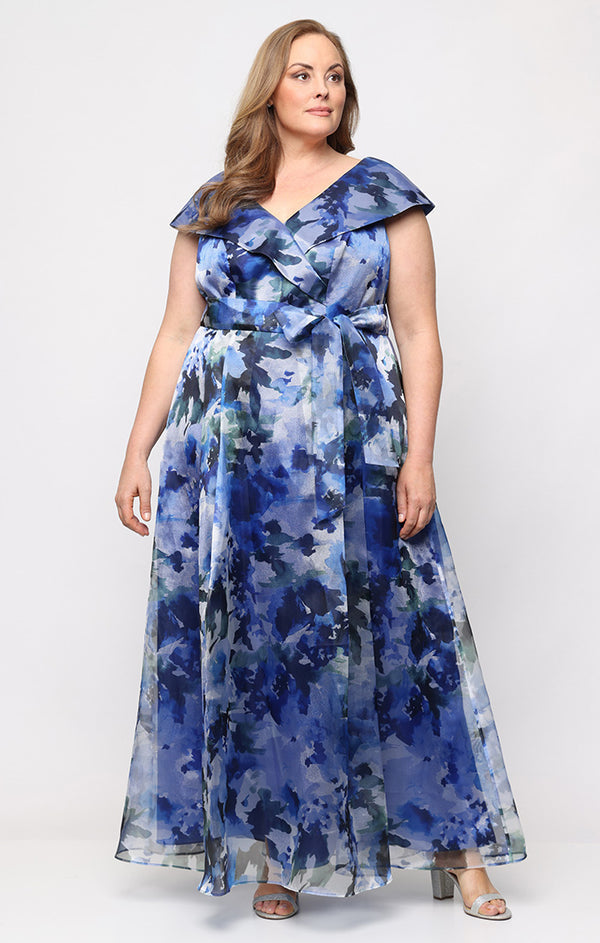 Off-the-Shoulder Floor-Length Chiffon Evening A-Line Alex Evenings 8440319