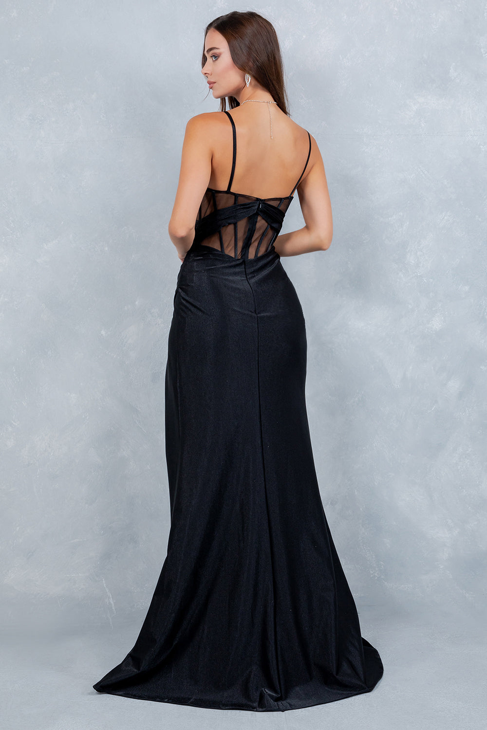 Prom Dresses Pleated Long Corset Evening Prom Dress Cinderella Couture 8448J Black
