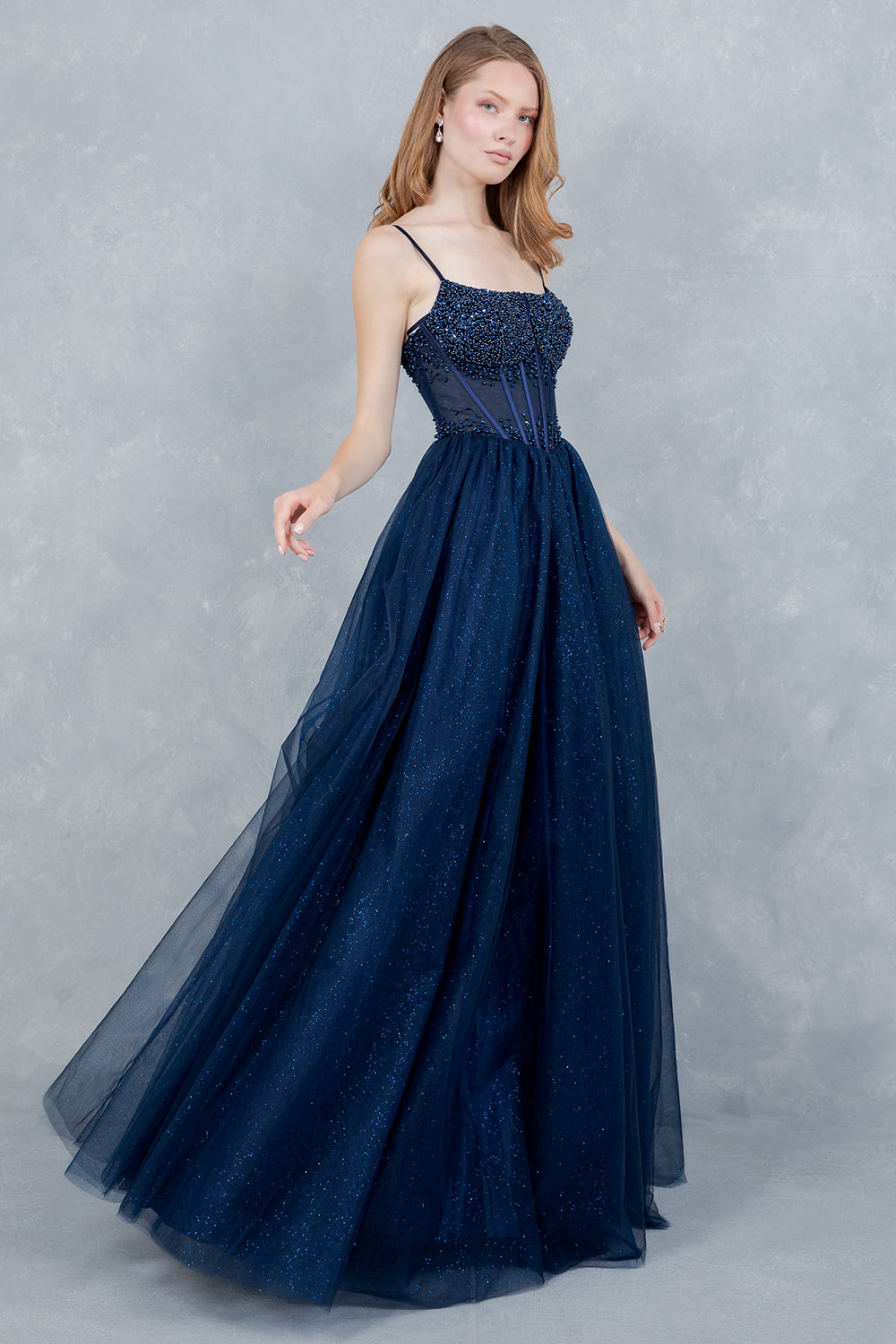 Prom Dresses Long Formal Corset Ball Gown Prom Dress Cinderella Couture 8459J Navy