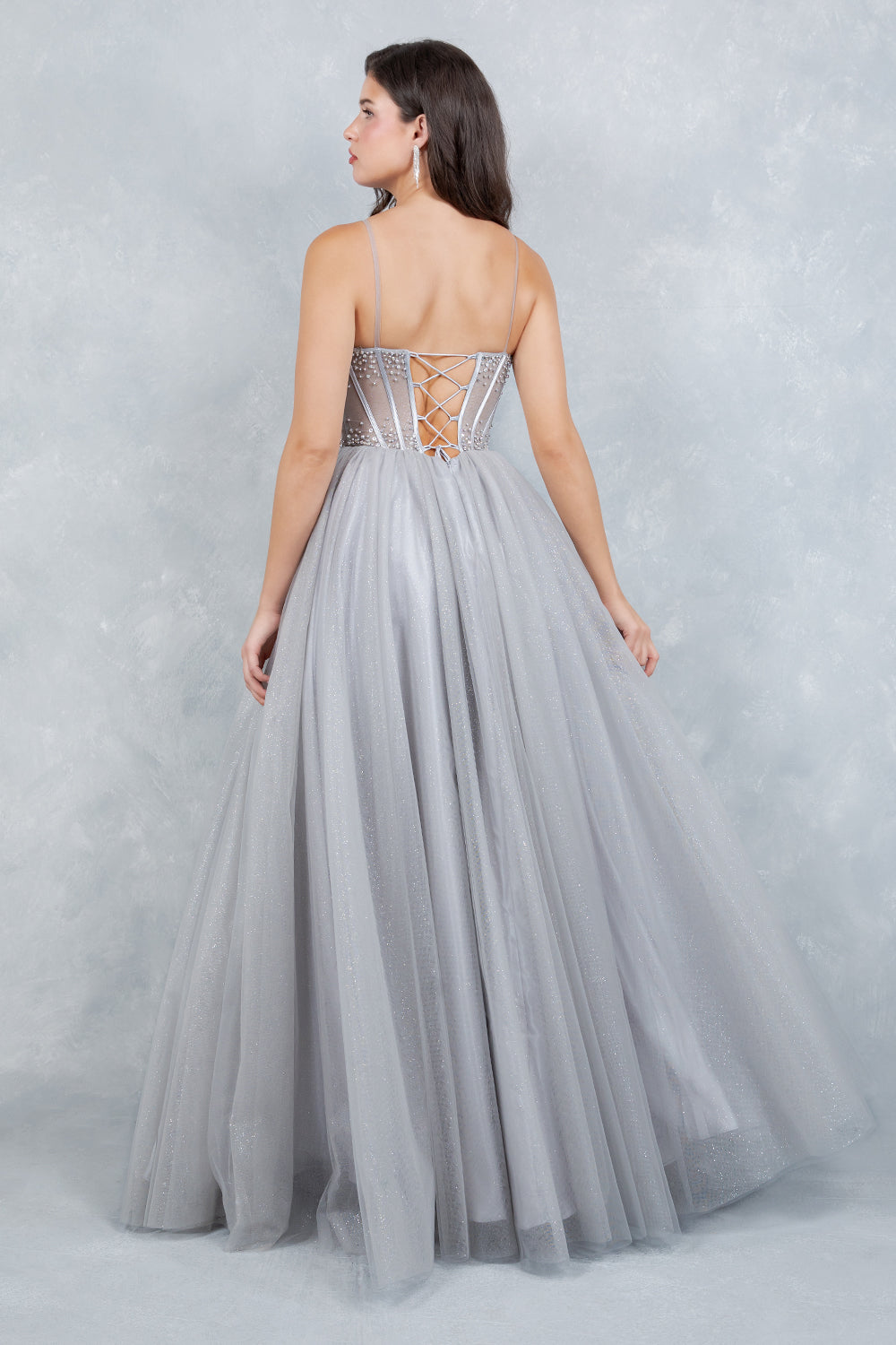 Prom Dresses Long Formal Corset Ball Gown Prom Dress Cinderella Couture 8459J Silver