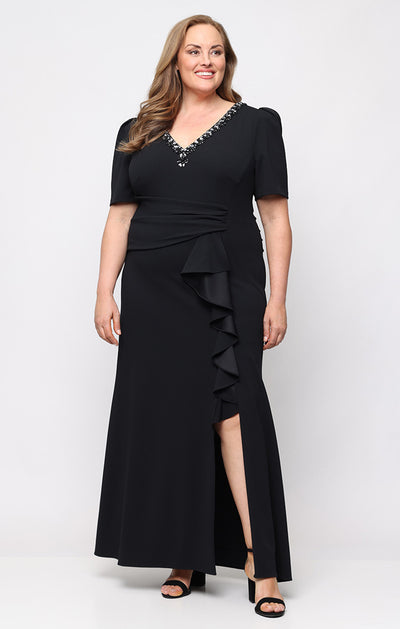 V-Neck Floor-Length Jersey Evening Sheath Alex Evenings 8460597