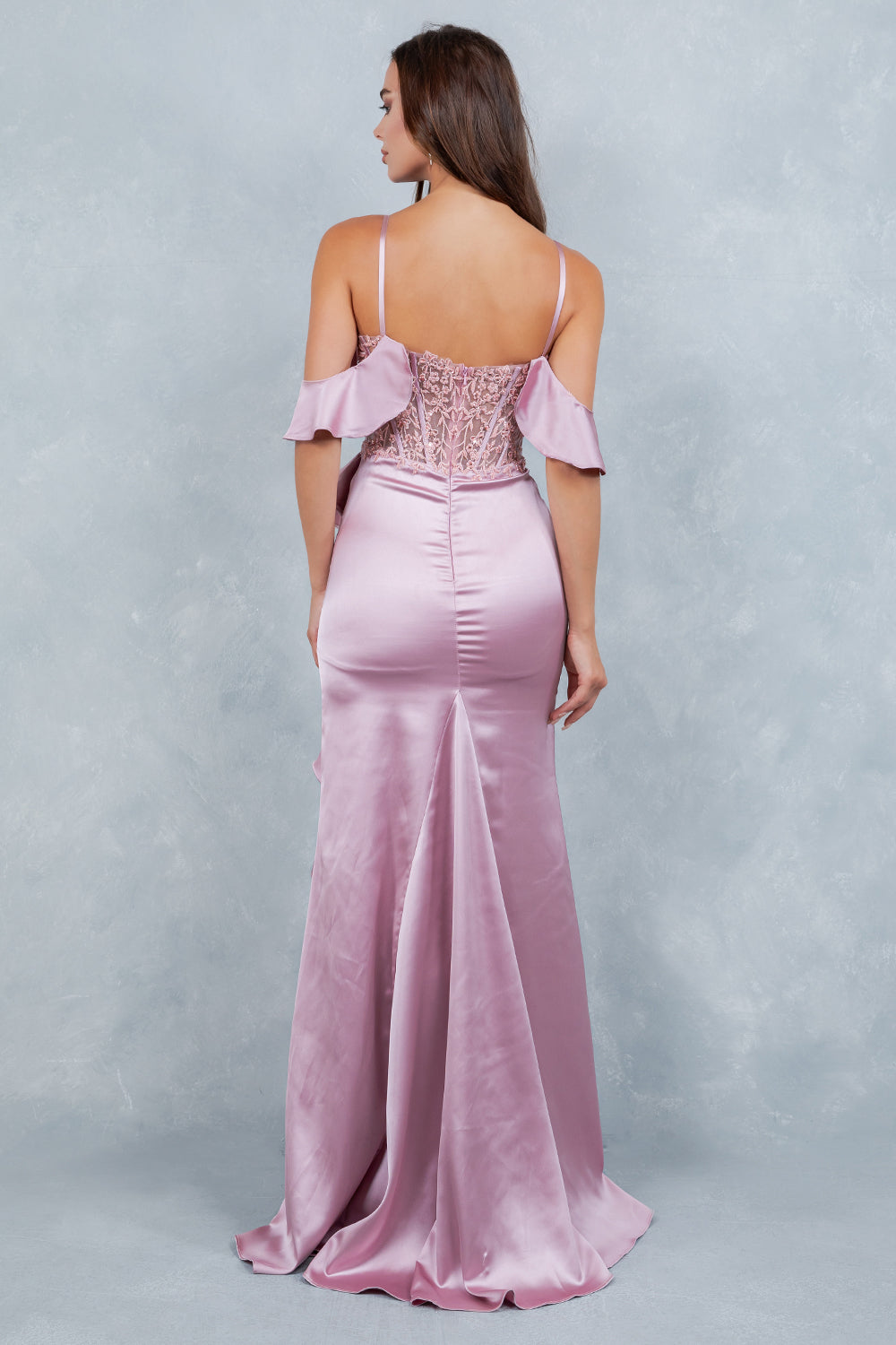 Prom Dresses Long Formal Floral Lace Ruffle Prom Dress Cinderella Couture 8461J Rose