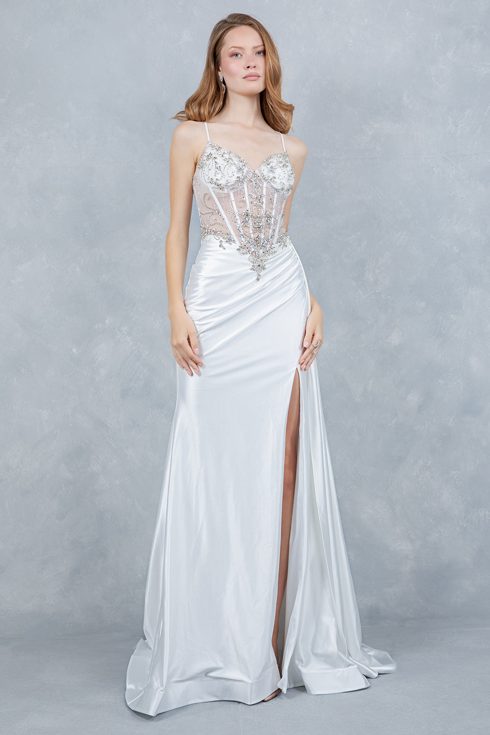 Wedding Dresses Beaded Corset Long Bridal Wedding Dress Cinderella Couture 8483J Off White