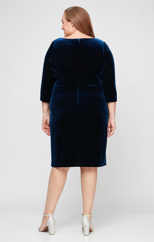 Imperial V-Neck Short Velvet Cocktail Dress Brooch Alex Evenings 8491938