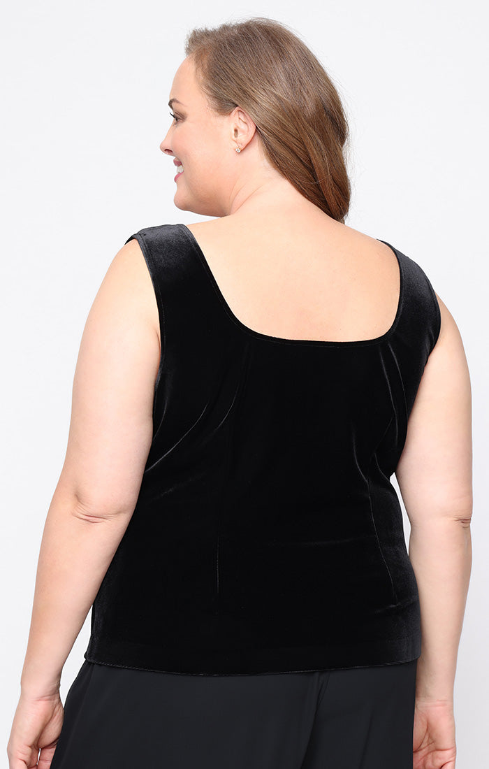 Top Two Piece Velvet Plus Size Formal Top BLACK