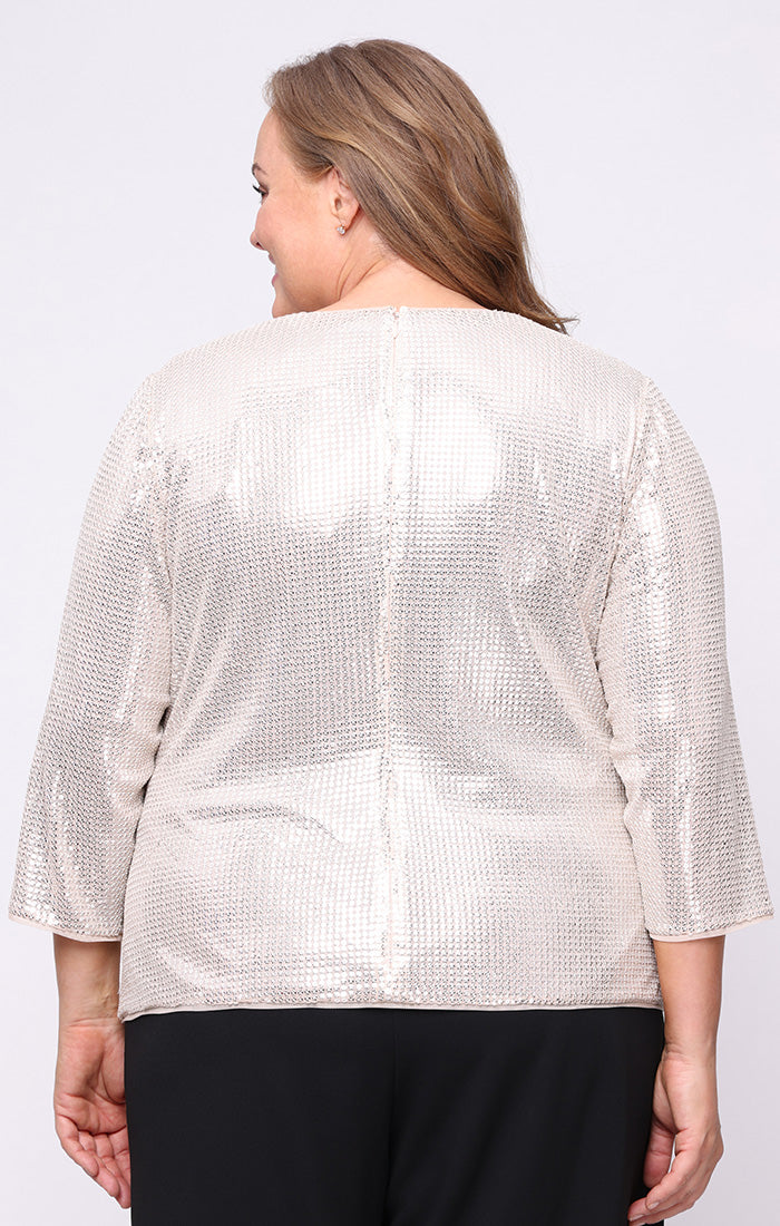 Top Plus Size Top Sequin Formal TAUPE