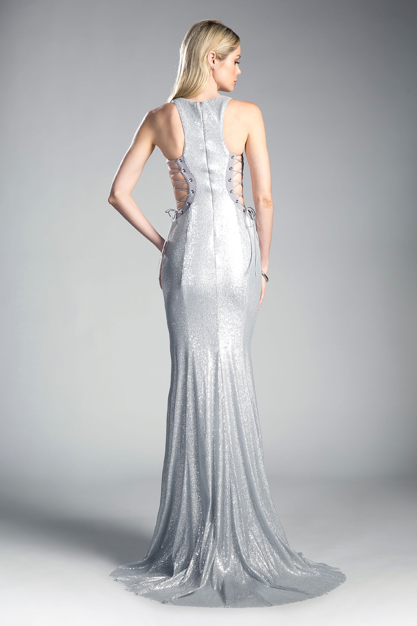 Crew/High-Neck Floor-Length Sequin Formal Mermaid LaDivine 84977
