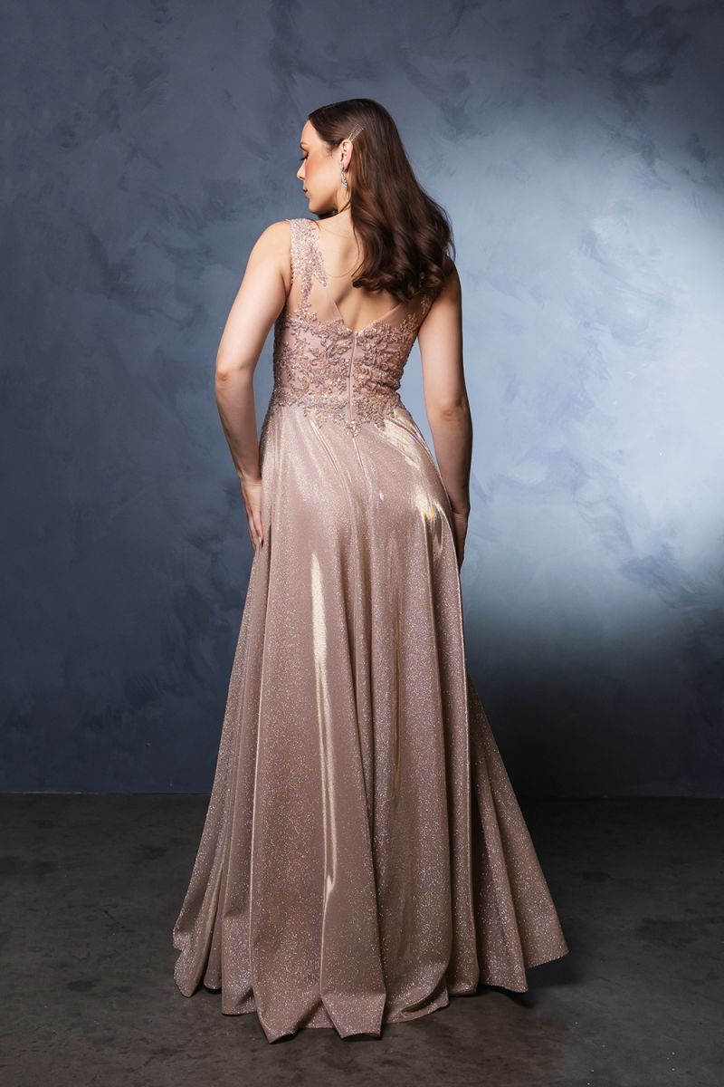 V-Neck Floor-Length Sequin Prom A-Line May Queen 2137