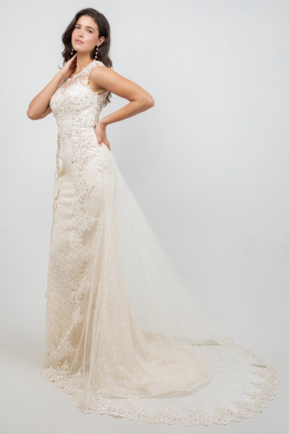 Wedding Dresses Long Sequin Bridal Wedding Dress Cinderella Couture 8506J Ivory