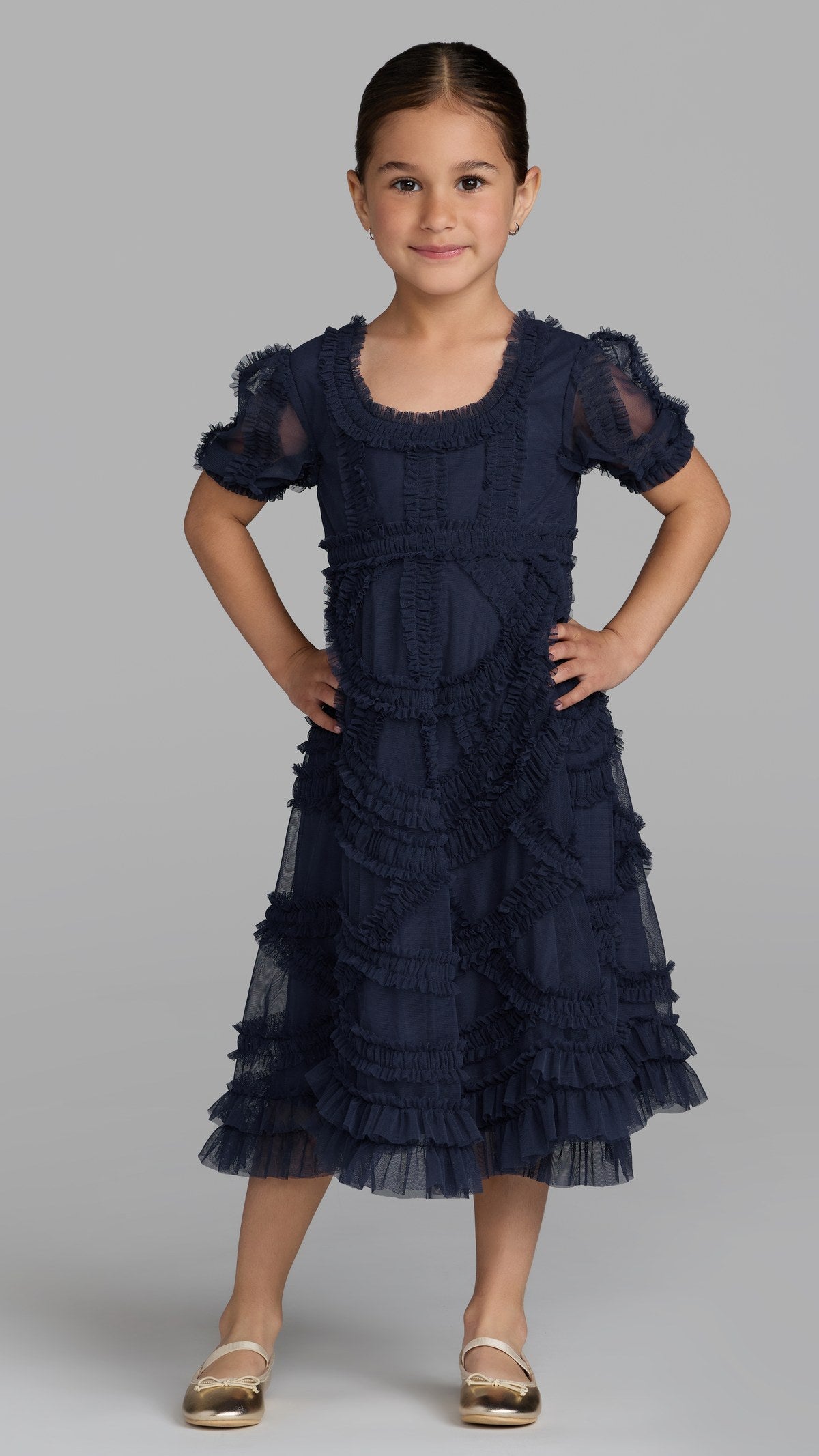 Mac Duggal style 8510 in Indigo, front view