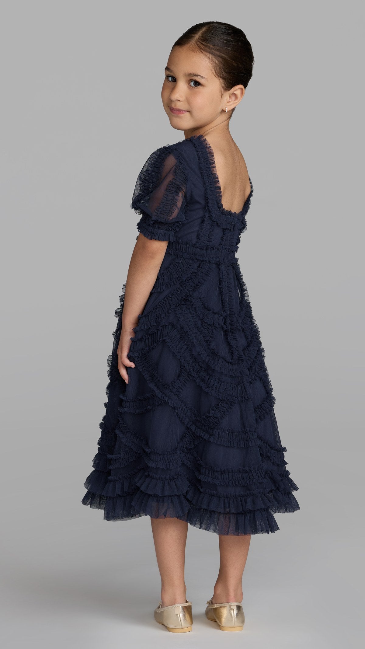 Mac Duggal style 8510 in Indigo, back view