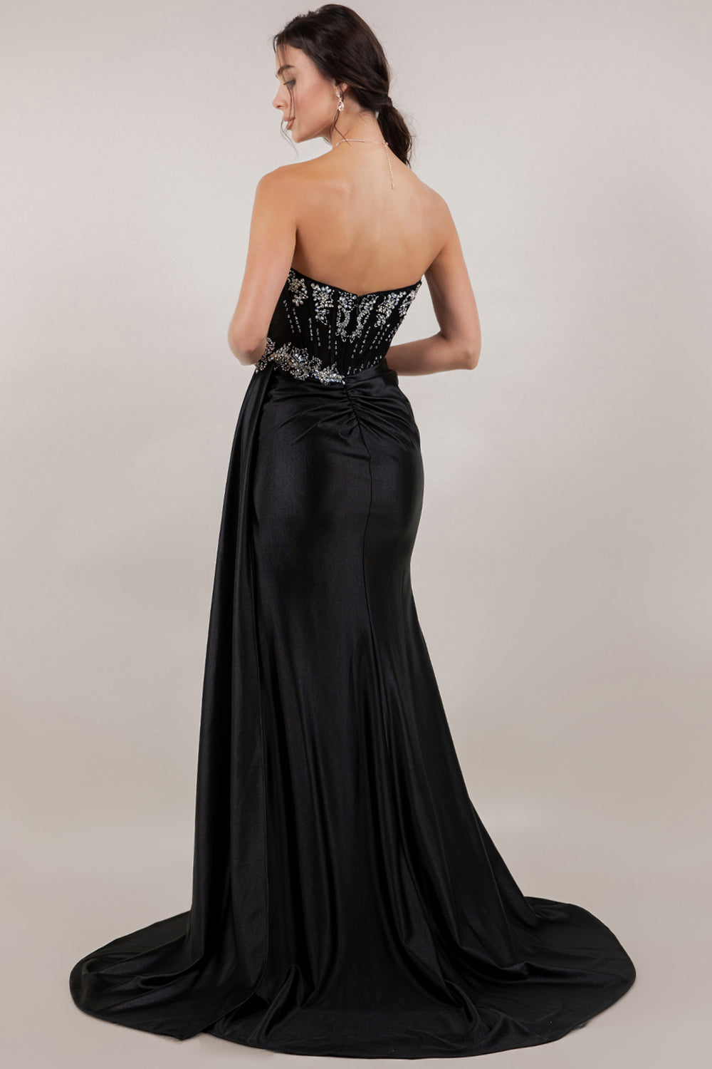 Prom Dresses Beaded Corset Long Formal Prom Dress Black