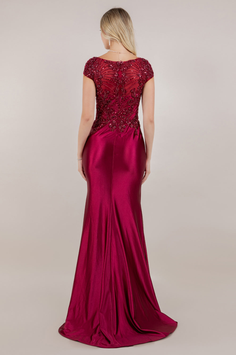 Prom Dresses Beaded Long Formal Prom Evening Dress Wine