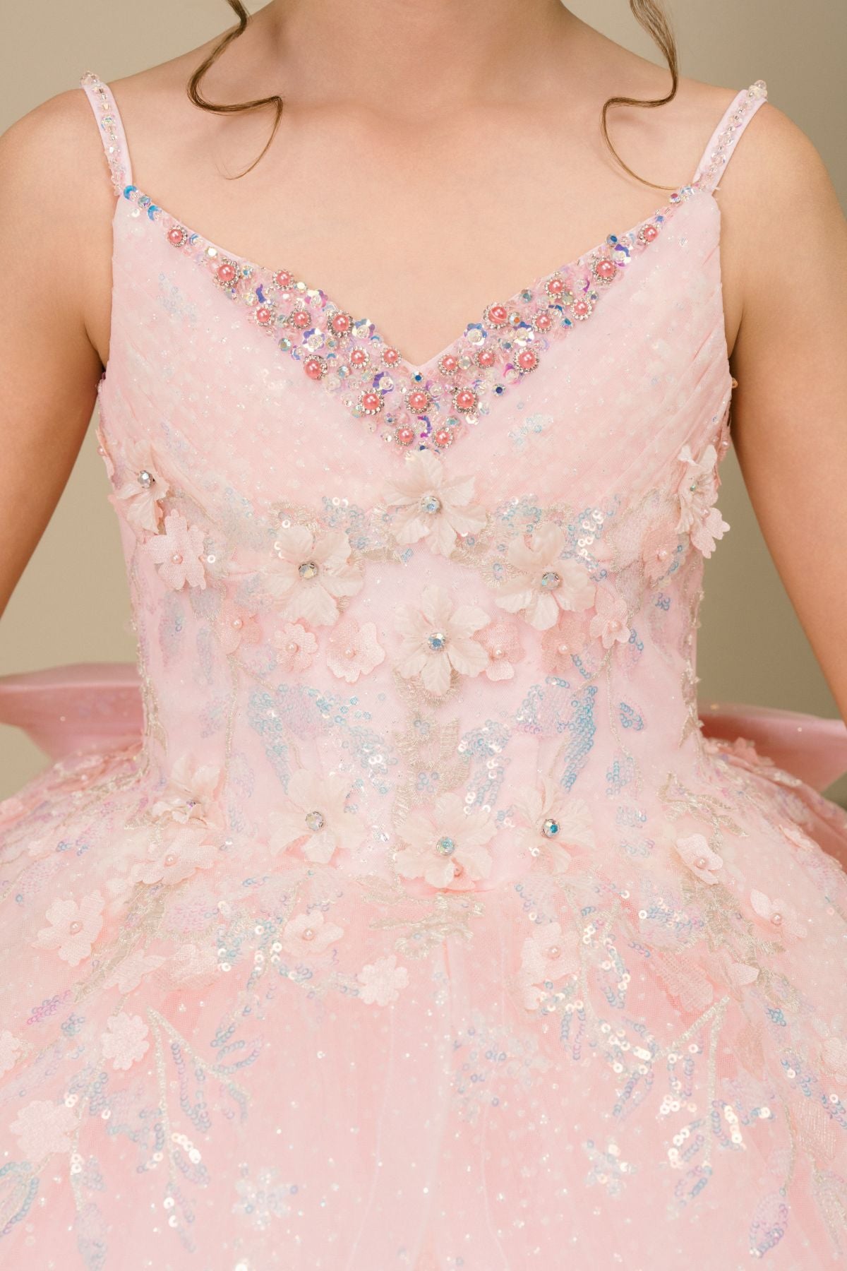 Flower Girl Dresses Long Floral Applique Corset Ball Gown Flower Girl Dress Cinderella Couture 8570 Pink