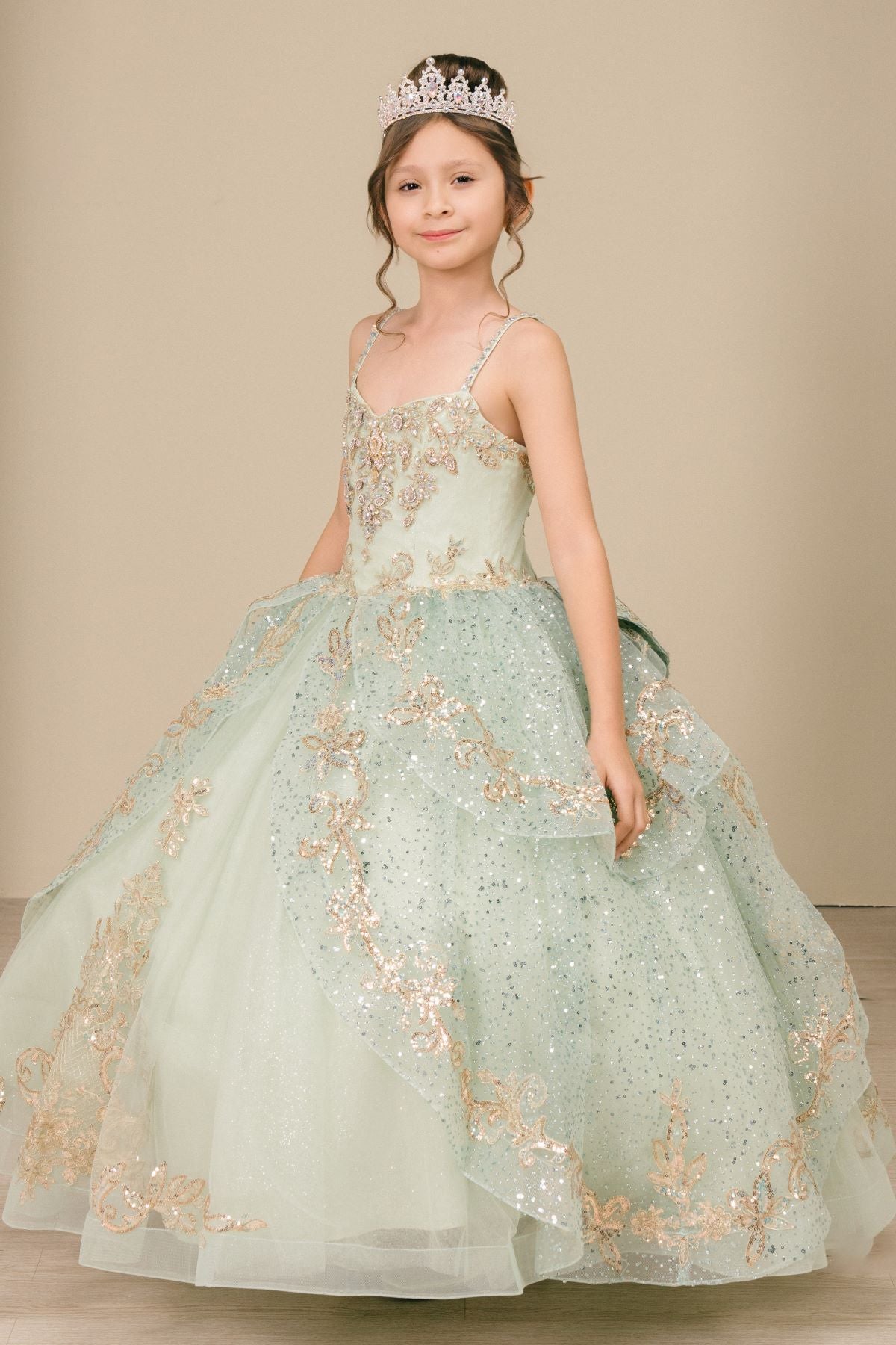 Sweetheart Floor-Length Tulle Satin Pageant Ball Gown - Cinderella Couture CC8575
