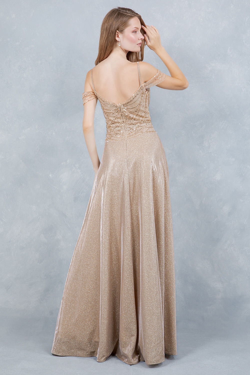 Prom Dresses A Line Long Formal Sequin Prom Dress Cinderella Couture 8581J Champagne