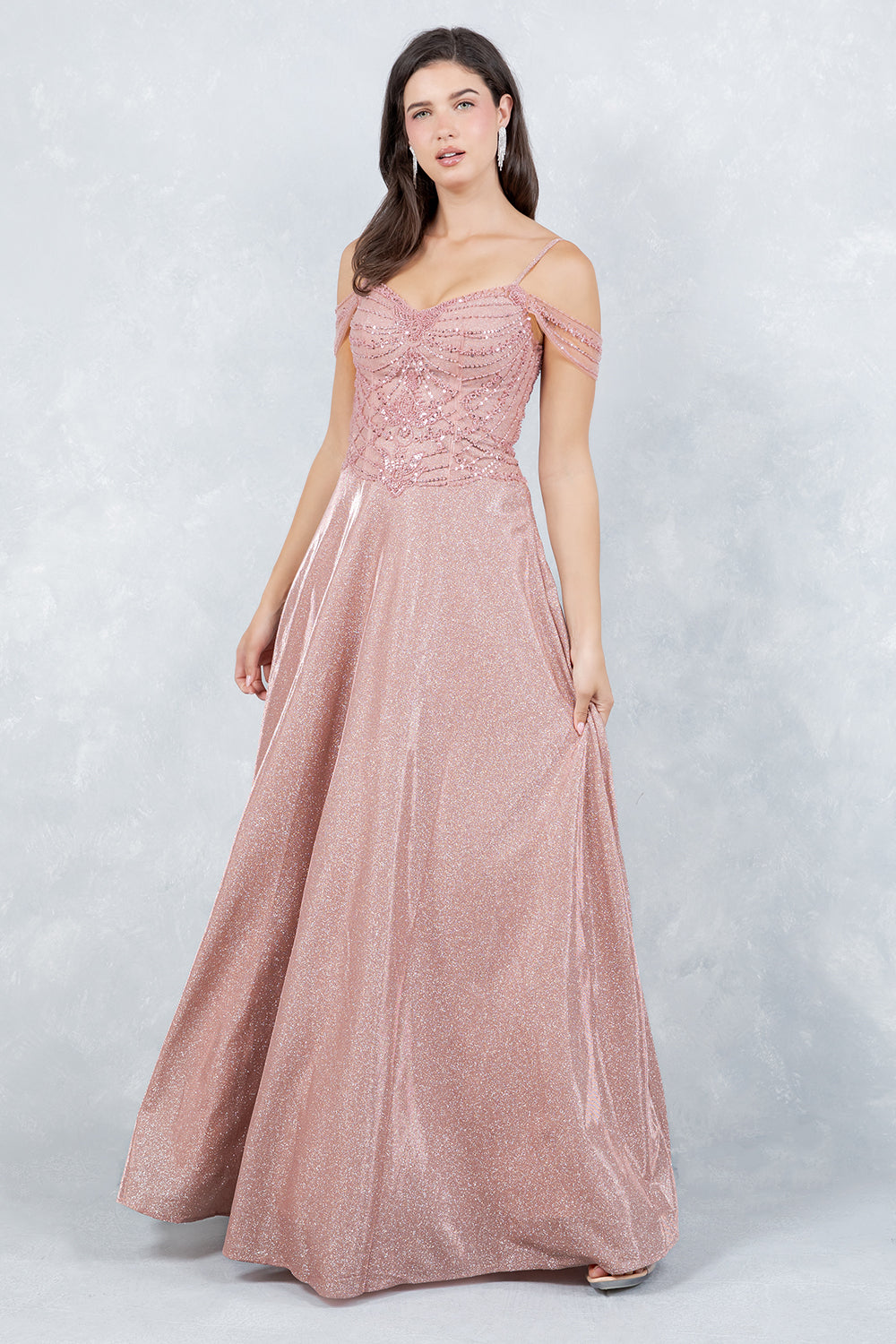 Prom Dresses A Line Long Formal Sequin Prom Dress Cinderella Couture 8581J Rose