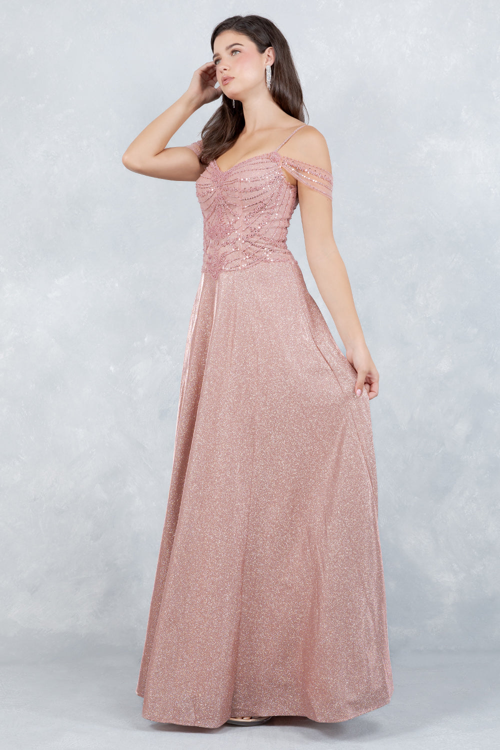 Prom Dresses A Line Long Formal Sequin Prom Dress Cinderella Couture 8581J Rose