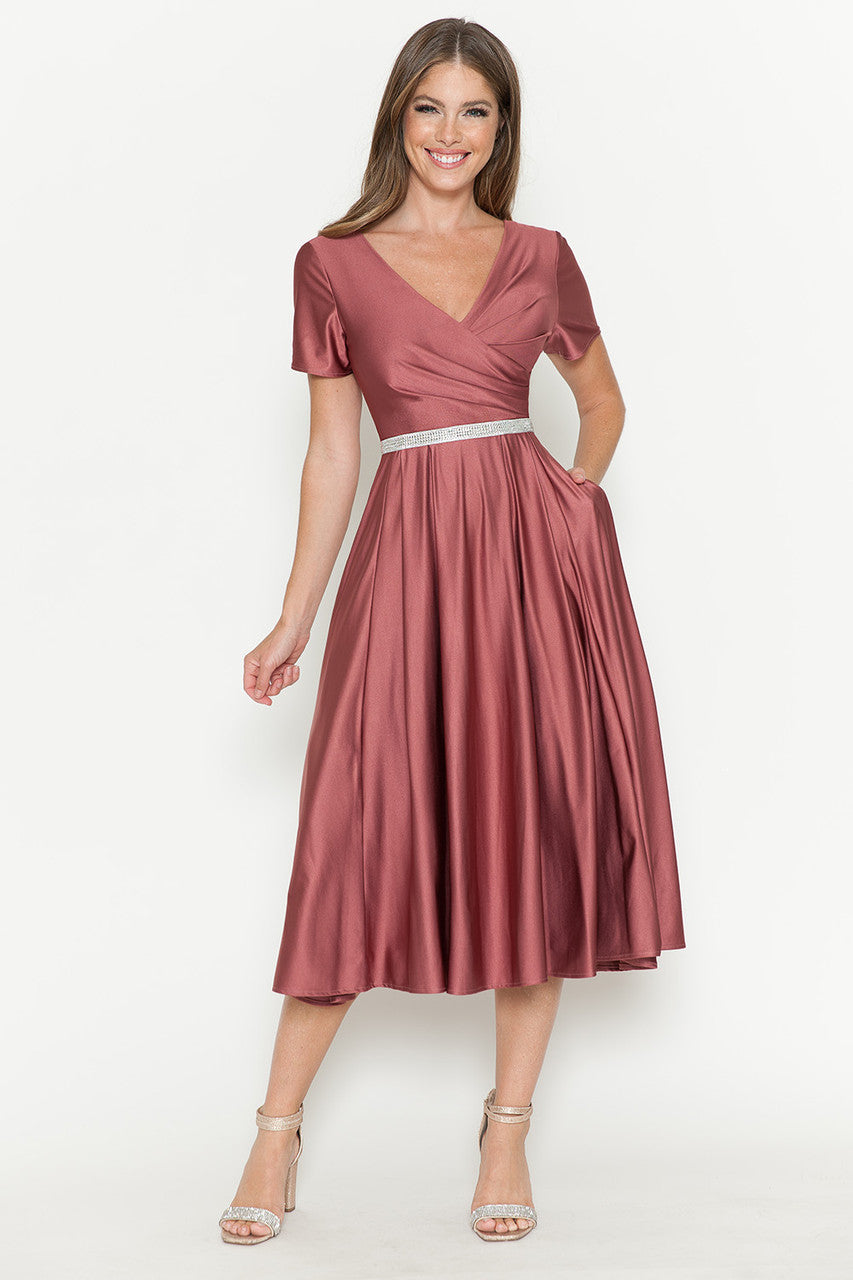 Cocktail Dresses Short Tea Length Pleated Cocktail Dress Lenovia 5274 Mauve