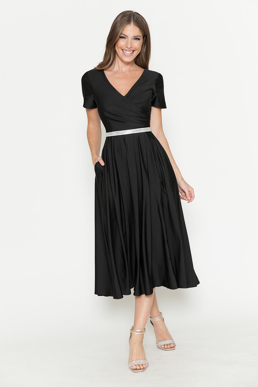 Cocktail Dresses Short Tea Length Pleated Cocktail Dress Lenovia 5274 Black
