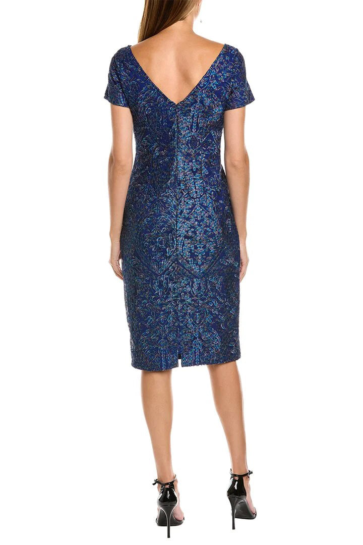 Cocktail Dresses Short Fitted Knee Length Cocktail Dress Blue Multi