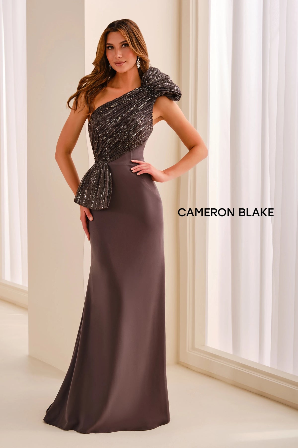 Formal Dresses Formal Long Slit Sequin Evening Dress Charcoal