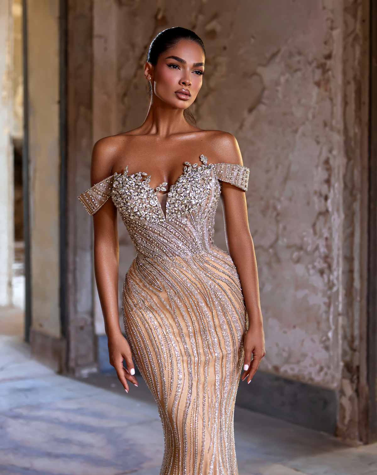 Off-the-Shoulder Floor-Length Sequin Prom Mermaid Pre Order