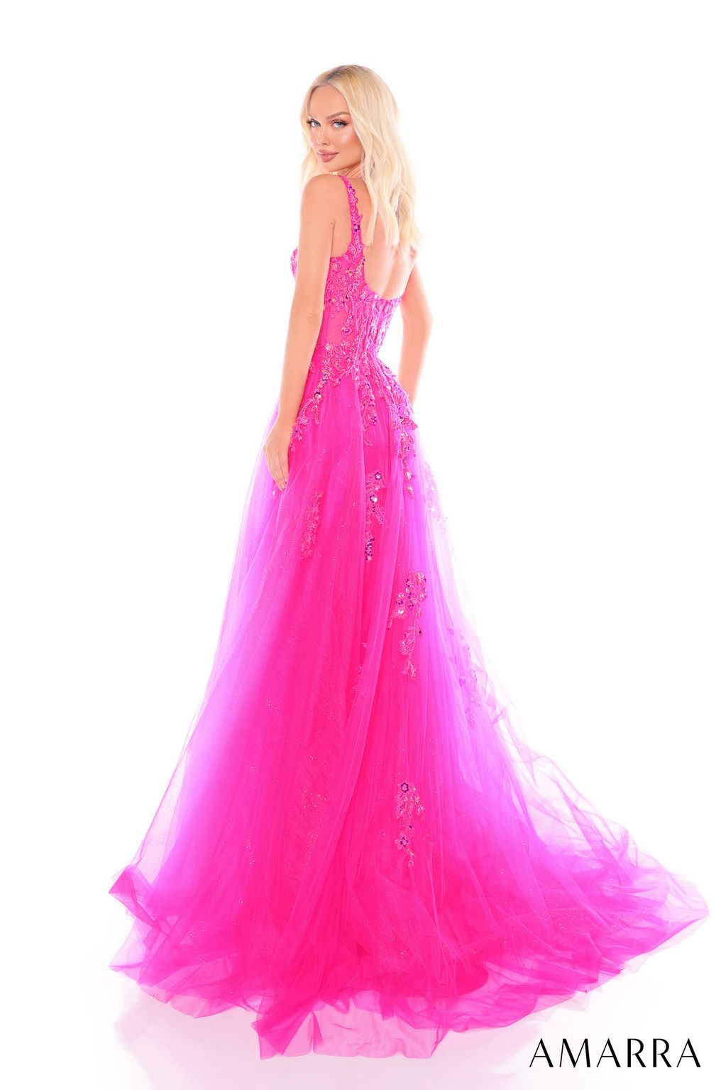 Prom Dresses A Line Tulle Lace Prom Dress Fuchsia