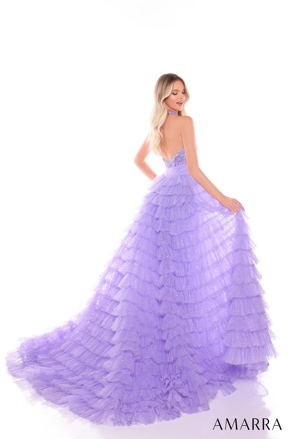 Prom Dresses Long A Line Beaded Ruffle Prom Dress Lilac