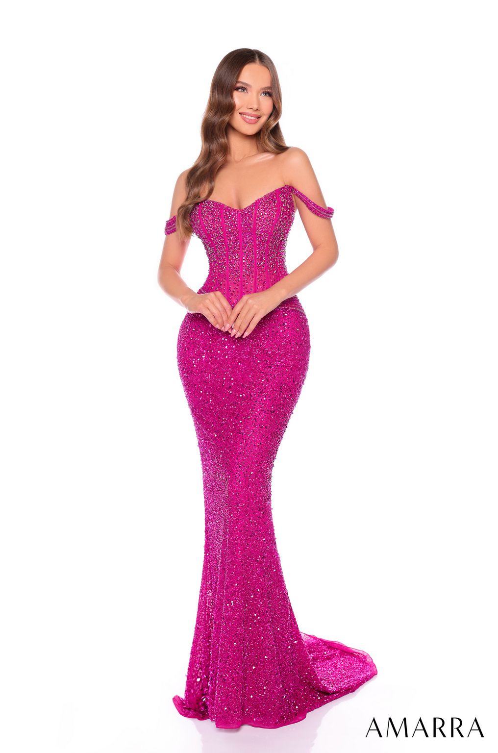 Prom Dresses Long Beaded Fitted Sequin Prom Dress Bright Fuchsia