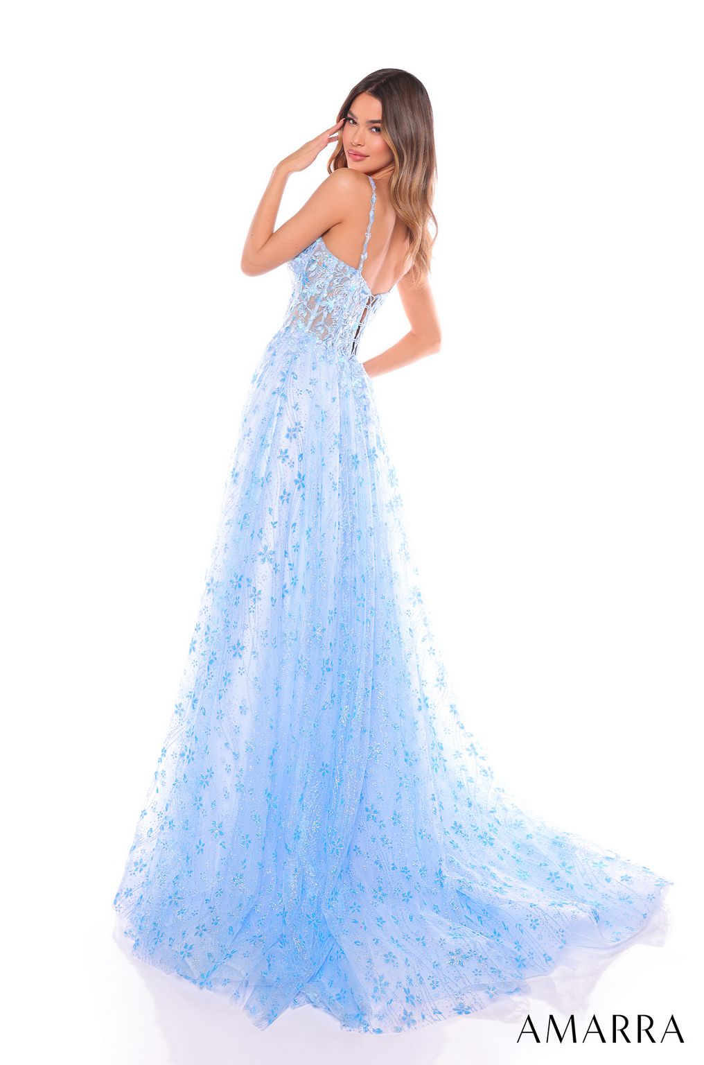 Prom Dresses Long Glitter Fitted Prom Dress Light Blue